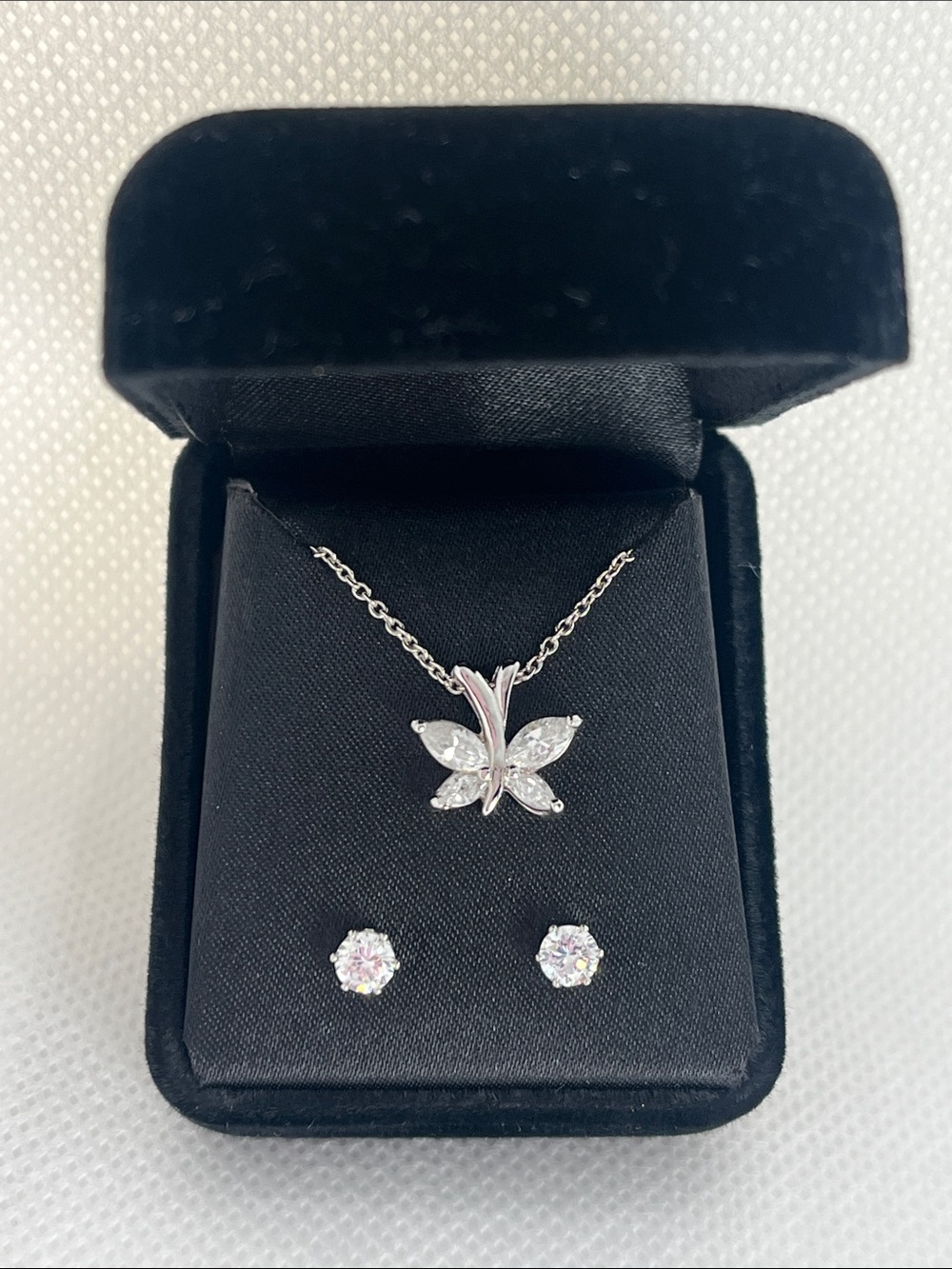 Butterfly Necklace and Stud Earrings